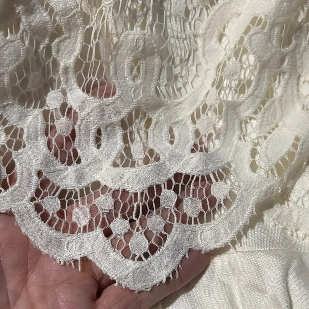 Art Class S 6/6x Ivory Lace Ruffle peplum sleeveless top very soft nwt